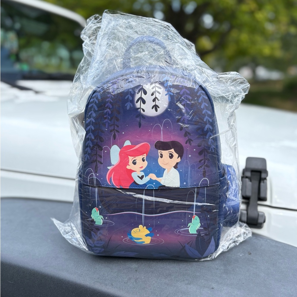 Loungefly Purple Backpack with Ariel and Prince Eric